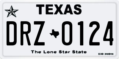 TX license plate DRZ0124