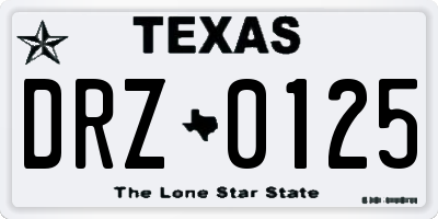 TX license plate DRZ0125