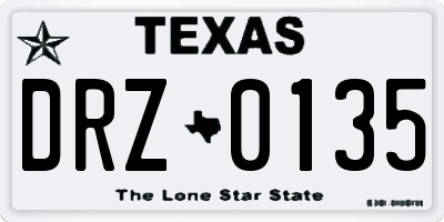 TX license plate DRZ0135