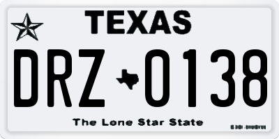 TX license plate DRZ0138