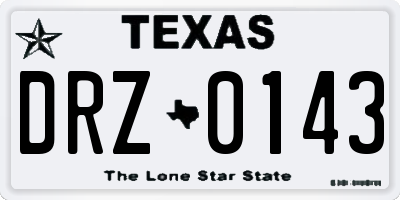 TX license plate DRZ0143