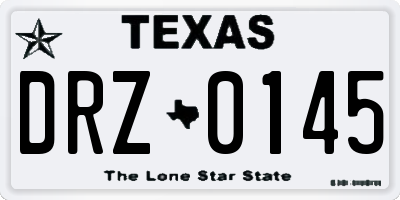 TX license plate DRZ0145