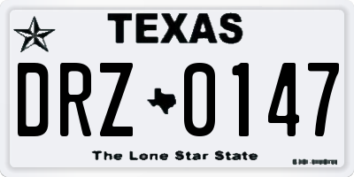 TX license plate DRZ0147