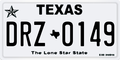 TX license plate DRZ0149