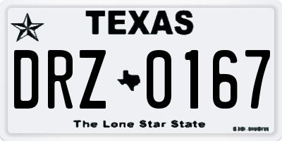 TX license plate DRZ0167