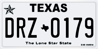 TX license plate DRZ0179