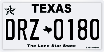 TX license plate DRZ0180