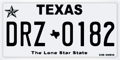 TX license plate DRZ0182