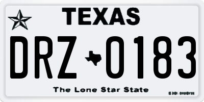 TX license plate DRZ0183