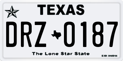 TX license plate DRZ0187