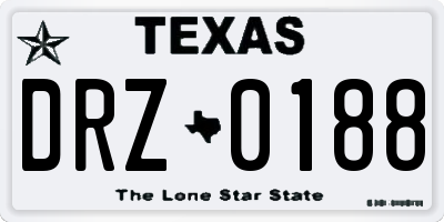 TX license plate DRZ0188
