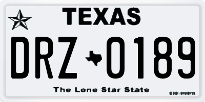 TX license plate DRZ0189