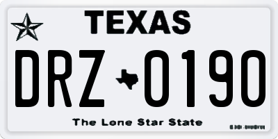 TX license plate DRZ0190