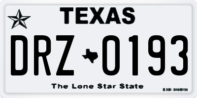 TX license plate DRZ0193