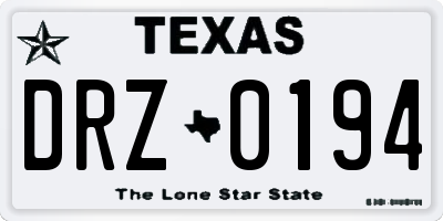 TX license plate DRZ0194