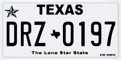 TX license plate DRZ0197
