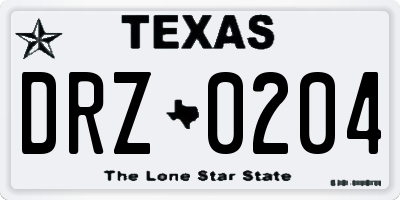 TX license plate DRZ0204
