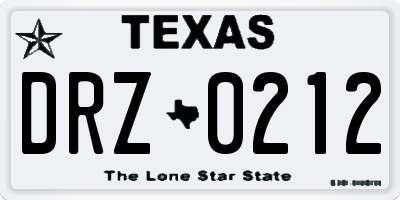 TX license plate DRZ0212