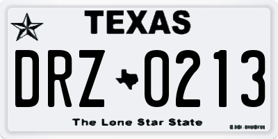 TX license plate DRZ0213