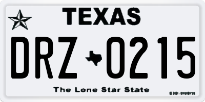 TX license plate DRZ0215