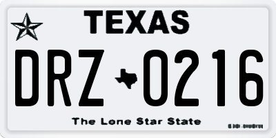 TX license plate DRZ0216