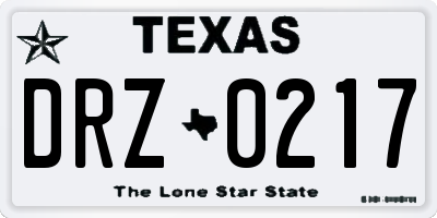TX license plate DRZ0217