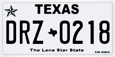 TX license plate DRZ0218