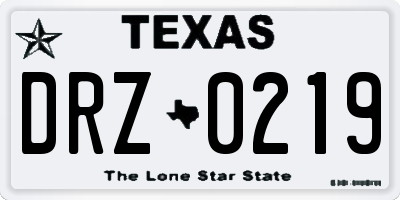TX license plate DRZ0219
