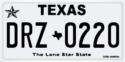 TX license plate DRZ0220