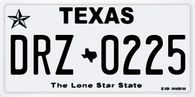 TX license plate DRZ0225