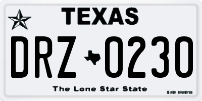 TX license plate DRZ0230