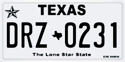TX license plate DRZ0231