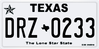 TX license plate DRZ0233