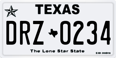 TX license plate DRZ0234