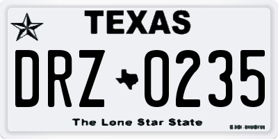TX license plate DRZ0235