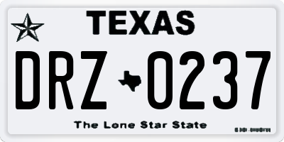 TX license plate DRZ0237