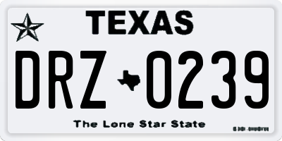 TX license plate DRZ0239