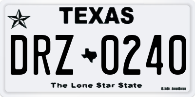 TX license plate DRZ0240