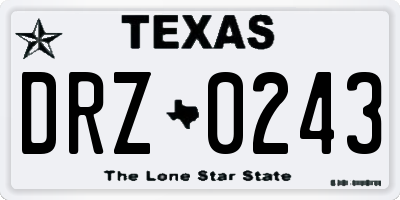 TX license plate DRZ0243