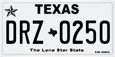 TX license plate DRZ0250