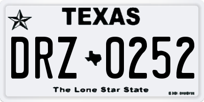 TX license plate DRZ0252