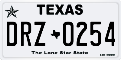 TX license plate DRZ0254