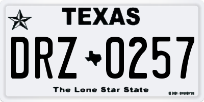 TX license plate DRZ0257