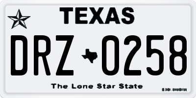 TX license plate DRZ0258