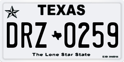 TX license plate DRZ0259