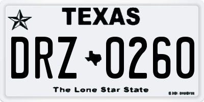 TX license plate DRZ0260