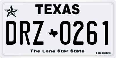 TX license plate DRZ0261
