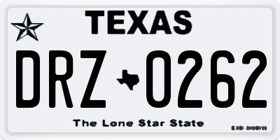 TX license plate DRZ0262