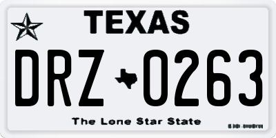 TX license plate DRZ0263
