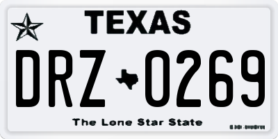 TX license plate DRZ0269